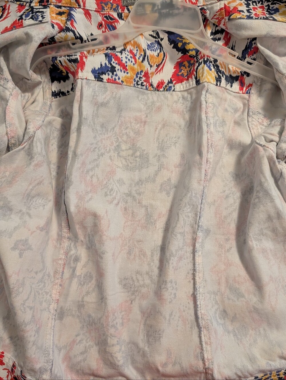 Jessica London Women’s 20W Floral Print Cotton Denim Jacket Multicolor Boho - Picture 5 of 8